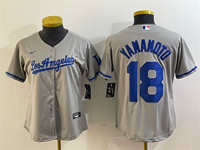 Youth Los Angeles Dodgers #18 Yoshinobu Yamamoto Gray Stitched Baseball Jersey